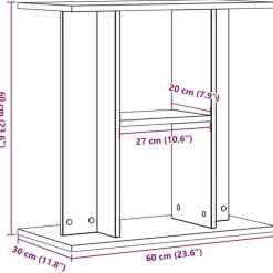 vidaXL akvariestativ gammelt træ 60x30x60 cm konstrueret træ