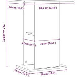 vidaXL akvariestativ håndlavet eg 36x60,5x72,5 cm konstrueret træ