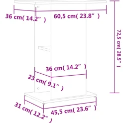 vidaXL akvariestativ Sonoma eg 60,5x36x72,5 cm konstrueret træ