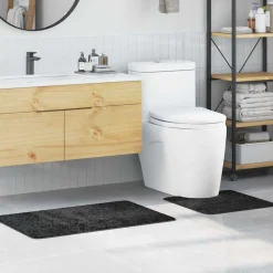 vidaXL Anti-skid badevægs måttesæt 2 pcs Mørkegrå PP