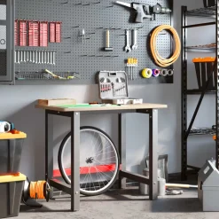 vidaXL arbejdsbænk 100x60x81,5 cm massivt egetræ rektangulær