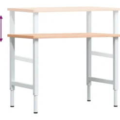 vidaXL arbejdsbænk 100x60x(71,5-98) cm massivt bøgetræ rektangulær