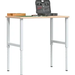 vidaXL arbejdsbænk 100x60x(71,5-98) cm massivt egetræ rektangulær