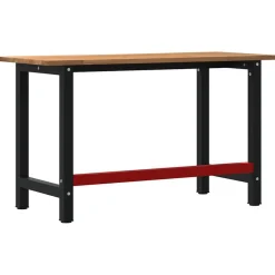 vidaXL arbejdsbænk 140x60x81,5 cm massivt egetræ rektangulær lysebrun