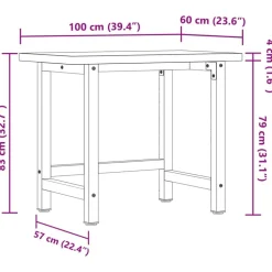 vidaXL arbejdsbænk 100x60x83 cm massivt akacietræ rektangulær