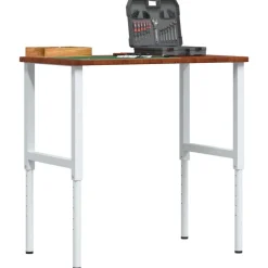 vidaXL arbejdsbænk 100x60x(71,5-98) cm massivt egetræ rektangulær