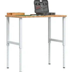vidaXL arbejdsbænk 100x60x(71,5-98) cm massivt egetræ rektangulær
