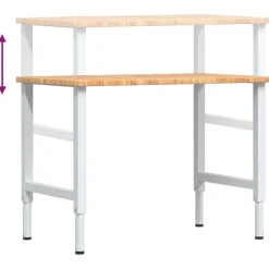 vidaXL arbejdsbænk 100x60x(71,5-98) cm massivt egetræ rektangulær