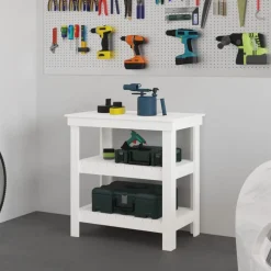 vidaXL arbejdsbord 78,5x50x80 cm massivt fyrretræ hvid