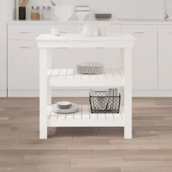 vidaXL arbejdsbord 78,5x50x80 cm massivt fyrretræ hvid