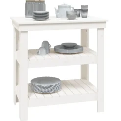 vidaXL arbejdsbord 78,5x50x80 cm massivt fyrretræ hvid