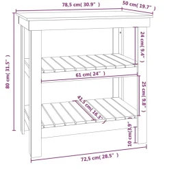 vidaXL arbejdsbord 78,5x50x80 cm massivt fyrretræ hvid