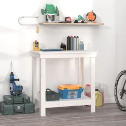 vidaXL arbejdsbord 80x50x80 cm massivt fyrretræ hvid