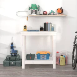 vidaXL arbejdsbord 80x50x80 cm massivt fyrretræ hvid