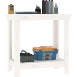 vidaXL arbejdsbord 80x50x80 cm massivt fyrretræ hvid