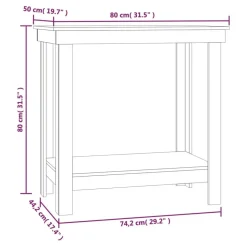 vidaXL arbejdsbord 80x50x80 cm massivt fyrretræ hvid