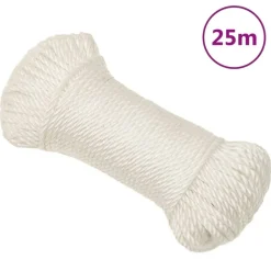 vidaXL arbejdsreb 3 mm 25 m polypropylen hvid