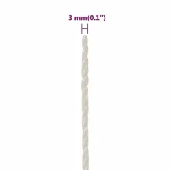 vidaXL arbejdsreb 3 mm 25 m polypropylen hvid