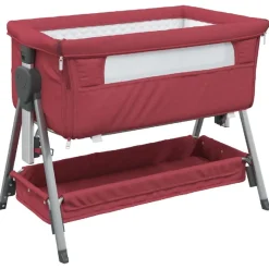 vidaXL babyseng med madras linnedstof rød