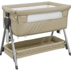 vidaXL babyseng med madras linnedstof gråbrun