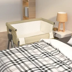 vidaXL babyseng med madras linnedstof gråbrun