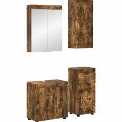 vidaXL Badeværelsesmøbel sæt TULUM 4 pcs Røget eg 60 x 34 x 63 cm