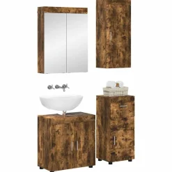 vidaXL Badeværelsesmøbel sæt TULUM 4 pcs Røget eg 60 x 34 x 63 cm