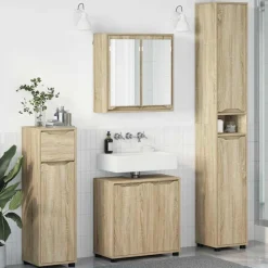 vidaXL Badeværelsesmøbel sæt med hylde 4 pcs Sonoma eg Konstrueret træ