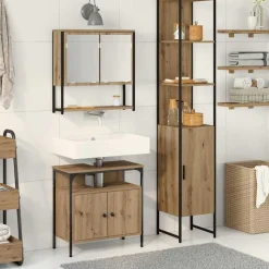 vidaXL Badeværelsesmøbel sæt 3 pcs Artisan Egetræ Konstrueret træ