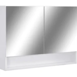 vidaXL badeværelsesskab med spejl + LED 80x15x60 cm MDF hvid
