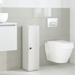 vidaXL badeværelsesskab med rulleholder 20,5x22x72 cm hvid