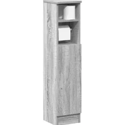 vidaXL badeværelsesskab med rulleholder 20,5x22x90 cm grå sonoma-eg