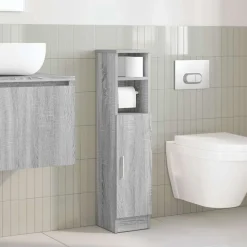 vidaXL badeværelsesskab med rulleholder 20,5x22x90 cm grå sonoma-eg