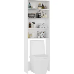vidaXL badeværelsesskab til vaskemaskine 64x24x190 cm hvid