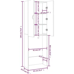 vidaXL badeværelsesskab til vaskemaskine 64x25,5x190 cm hvid