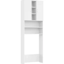 vidaXL badeværelsesskab til vaskemaskine 64x25,5x190 cm hvid