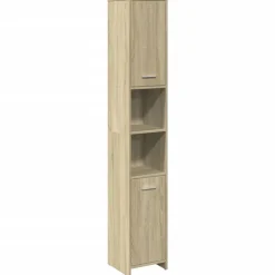 vidaXL badeværelsesskab 30x30x183,5 cm konstrueret træ sonoma-eg