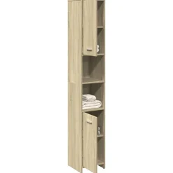 vidaXL badeværelsesskab 30x30x183,5 cm konstrueret træ sonoma-eg