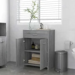 vidaXL badeværelsesskab 60x33x80 cm konstrueret træ grå sonoma-eg