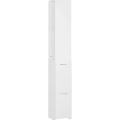 vidaXL badeværelsesskab 25x26,5x170 cm konstrueret træ hvid