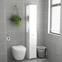 vidaXL badeværelsesskab 25x26,5x170 cm konstrueret træ hvid