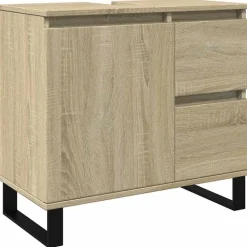vidaXL badeværelsesskab 65x33x60 cm konstrueret træ sonoma-eg