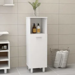 vidaXL badeværelsesskab 30x30x95 cm konstrueret træ hvid
