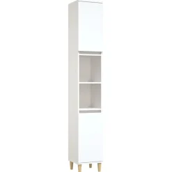 vidaXL badeværelsesskab 30x30x190 cm konstrueret træ hvid