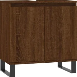 vidaXL badeværelsesskab 58x33x60 cm konstrueret træ brun egetræsfarve