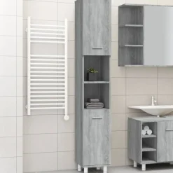 vidaXL badeværelsesskab 30x30x179 cm konstrueret træ grå sonoma-eg