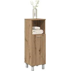 vidaXL badeværelsesskab 30x30x95 cm konstrueret træ egetræsfarvet