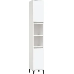vidaXL badeværelsesskab 30x30x190 cm konstrueret træ hvid