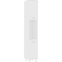 vidaXL badeværelsesskab 30x30x179 cm konstrueret træ hvid