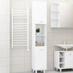 vidaXL badeværelsesskab 30x30x179 cm konstrueret træ hvid